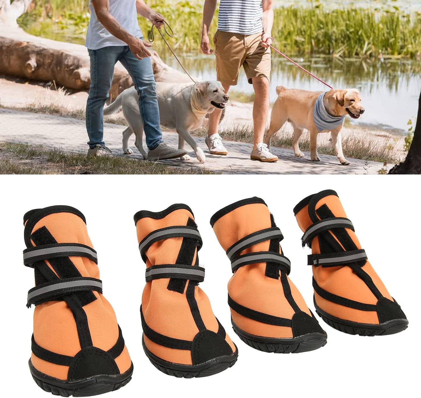 Dog Boots for Dogs, Non Slip Waterproof Dog Shoes for Outdoor, Protectors for Medium to Large Dogs Dogs Paws Protectors Winter Snowy Day Outdoor Walking, Indoor Hardfloors