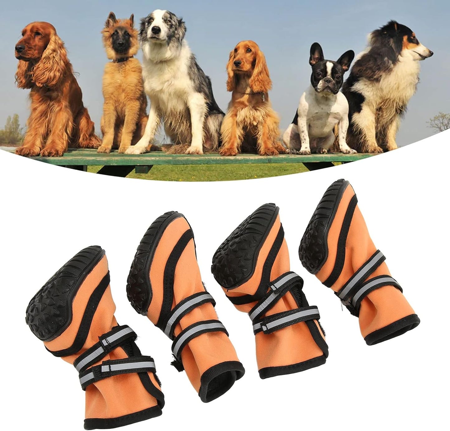 Dog Boots for Dogs, Non Slip Waterproof Dog Shoes for Outdoor, Protectors for Medium to Large Dogs Dogs Paws Protectors Winter Snowy Day Outdoor Walking, Indoor Hardfloors